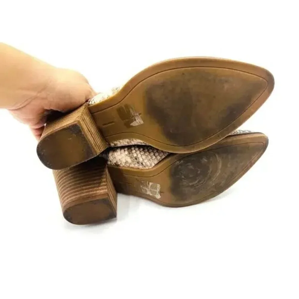Dolce Vita Mules Size 8.5 Snake Skin Slip On Heel Booties $150